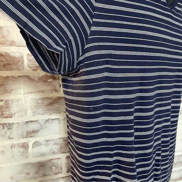 Lacoste Men's Navy Striped V-Neck Shirt medium - Picture 5 of 8